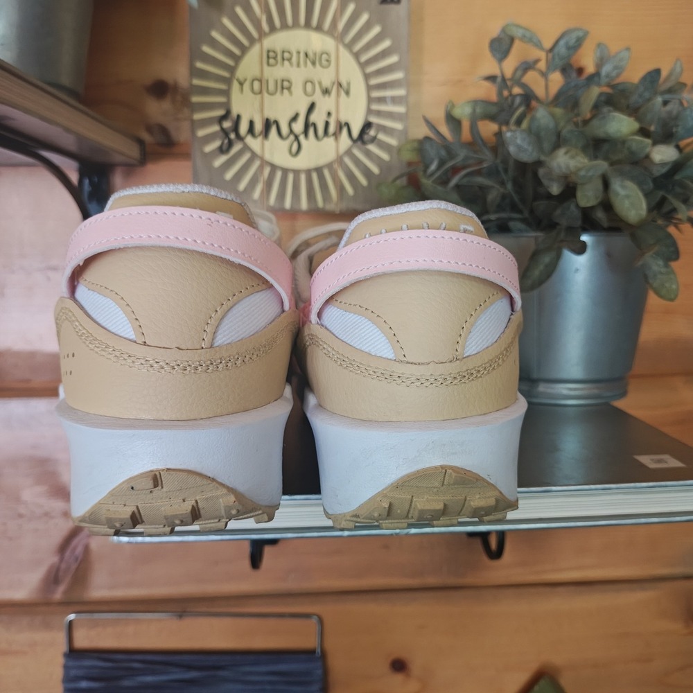 Nike Waffle Debut Outsole-White/ Beige/ Pink Sneaker DV0764-100 Women's Size 9.5 - Picture 7 of 10